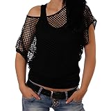 Freyday Damen Netzoberteil Sommertop Fasching Partytop in versch. Farben (S-M,Schwarz)