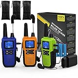 3 Long Range Walkie Talkie Rechargeable für Erwachsene - PMR446 Funkgerät Walkie Talkie 3er Set Aufladbar - Long Distance Walkie-Talkie mit Akku Headset und Mic Set USB Ladegerät Schlüsselb