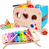 Lamlingo Hämmern Spiel,Xylophon-Musikspielzeug für Kleinkinder,Hölzerne Farb-und Formsortierer-Puzzles,Lernen von Entwicklungsspielzeug für 1,2,3 und mehr Jahre alte Jungen- und Mädchengeschenk