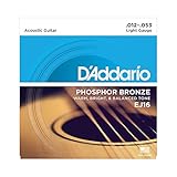 D'Addario Gitarrensaiten Westerngitarre | Gitarrensaiten Akustikgitarre | Acoustic Guitar Strings | DER BELIEBTESTEN SAITENMARKE WELTWEIT | EJ16 | Phosphor Bronze | Light (12-53)