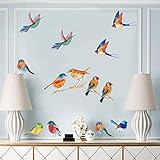 23 Stücke Aquarell Vögel Wandsticker,Garten Vögel Wandaufkleber,Bunt Tiere Wandtattoo für Kinderzimmer,Removable Vinyl Fensteraufkleber für Wohnzimmer Klassenzimmer Deko,Schutz vor Vogelk