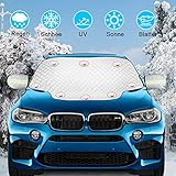 Sranin Frontscheibenabdeckung Auto, Scheibenabdeckung Auto Winter Windschutzscheibenabdeckung Mit 8 Magnet Fixierung, Für Die Gegen Schnee, Frost, Staub, Sonne +1x Auto Eiskratzer (193×129cm)