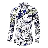 Hemd Herren Drucken Loose/Slim Fit Langarmshirt Herren Hawaii Sandstrand Style Hemd Herren Angeln Surfen Lässig Hemd Herren Klassisch Knopfleiste Revers Hemd H