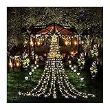 Yokbeer Weihnachtsdekoration, 8 Modi 350 LED Outdoor Weihnachtssternlichter mit 12' Topper Star, Wasserfall Weihnachtsbaumbeleuchtung für Weihnachtsdeko, Weihnachtsdekoration (Color : Yellow)