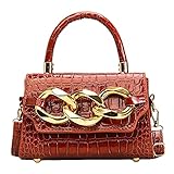 SoeHong Modische Schultertasche für Damen, Leder, Krokodilmuster, kleine Umhängetasche, hellbraun,