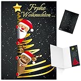 25er XL-Set SANTA & RENTIER Weihnachtskarten zum Aufklappen - edle Klappkarten ideal privat & geschäftlich - Frohe Weihnachten Karten von BREITENWER