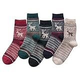 Writtia Erwachsene Unisex Socken 5 Paar Damen Socken mit Gestreift Süße Tier Motiv für Winter warme und weiche Socken Besten MEHRWEG