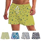 HNOFIQNF Badehose für Herren Lustig Badeshorts Schnelltrocknend Kurze Hose Sommer Drucken Badehosen Männer Jungen mit Mesh Futter Boardshorts Oversize Strandshorts mit Kordelzug