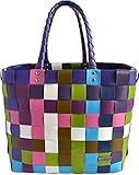 normani Einkaufskorb Shopper geflochten aus Kunststoff - robuster Strandkorb aus wasserabweisendem Material Farbe Classic/Sw