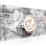 Wandbilder Kaffee Küche 1 Teilig Modern Vlies Leinwand Wohnzimmer Flur Kaffeetasse Holz Grau Beige 012812