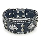 Bestia™ 'Aztec Echtleder Hundehalsband für große Hunde. 100% Leder. Weich gepolstert. 6,3 cm breit. Einzigartiges Design und Qualität!