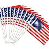 Anley American US 5x8 Zoll HandHeld Mini Flagge mit 12' weißem Solid Pole - USA Stick Flagge, lebendige Farbe und lichtecht - Vereinigte Staaten 5 x 8 Zoll Handgehaltene Stick Flagg