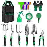 iToncs Gartenwerkzeug Set Frauen, 12 in 1 Edelstahl Gärtner Gartengeräte Set, Gartenset Werkzeug mit Non-Slip Griff, Bonsai Pflege Garten Werkzeuge Set, Garten Zubehö