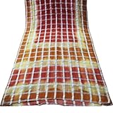 Vintage Sari Checked Printed Home Décor Seide Handarbeitsmaterial Braun Gebrauchtes Kleid Frauen Wickeln Indische Saree Kleidung