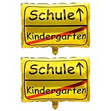 iZoeL Schulanfang Deko 2Stk Folienballon Heliumballon Dekoration zur Einschulung Schuleinführung Schulstart für Junge Mädchen unterstürtzt Helium L