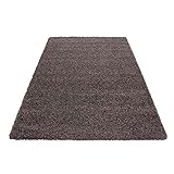Hochflor Shaggy Teppich für Wohnzimmer Langflor Pflegeleicht Schadsstof geprüft 3 cm Florhöhe Oeko Tex Standarts Teppich, Maße:80x150 cm, Farbe:Taup