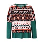 Herbst Und Winter Casual Fashion Damen Rundhals Weihnachtsdruck Langarm T-Shirt Lose Hedging Bottoming Top D