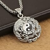 DASHANG Authentische Oriental Vibrations 925 Sterling Silber Anhänger Anhänger Silber Drachen Tai Chi Bagua Evil Men-D