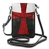 Risating Handy Umhängetasche - Schwarz und Weiß Flagge mit Rotem Eisernem Kreuz Crossbody Handy Geldbörse mit Verstellbarem Gurt PU Leder für Frauen M