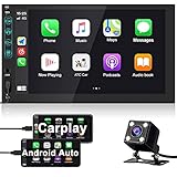 Hikity Autoradio Bluetooth Carplay Autoradio mit 7 Zoll Bildschirm Freisprecheinrichtung Doppel Din Car Radio Touchscreen FM Radio SWC/USB/Mirror Link für Android/IOS + Mik