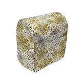 ABAKUHAUS Blumen Standmixerabdeckung, Blüten, Küchengerät Taschenhülle mit Taschen, 36 x 39 x 24 cm, Khaki, Braun, Weiß