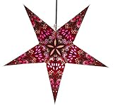 GURU SHOP Faltbarer Advents Leucht Papierstern, Weihnachtsstern 60 cm - Nestor Rot/lila, Star Fensterdek