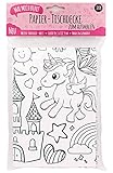 JEKA Papier-Tischdecke zum Ausmalen, Motiv Fantasiewelt, bemalbare Tischdecke Einhorn, Deko Kindergeburtstag, Ausmalen Mädchen, Mal Mich B