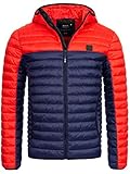 Indicode Herren Bautistan Steppjacke in Daunenjacken-Optik mit Kapuze | gefütterte Jacke sportliche Übergangsjacke 2-farbig Herrenjacke leichte Winterjacke modische Jacke für Männer Goji Berry XL