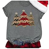 HHOP Weihnachten Oversize Bluse Damen Sommerblusen Tunika Damen Oversized Tshirt Damen Vintage Damen Sweatshirt Langarm leinenhemd Damen Sommer Pullover Damen Langarmshirt v Ausschnitt D