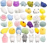 BeYumi 40 Stück Niedliches Animal Mochi Squeeze, Kawaii Mini Soft Tier Squeeze Spielzeug, Zappeln Handspielzeug für Kinder Geburtstagsgeschenk, Stressabbau, Partybevorzugung, Geschenktüte Fü