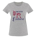 Comedy Shirts - Das letzte Einhorn - Skelette - Damen T-Shirt - Graumeliert/Lila-Fuchsia Gr. L
