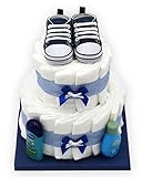 Windeltorte'Blue Shoes' für Jungen - mit süßen Babyschuhen - das perfekte Geschenk zur Geburt oder Taufe + gratis Grußk