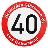 ORIGINAL VERKEHRSSCHILD * 40 * MIT GEBURTSTAGSTEXT als Sonderschriftzug zum Geburtstag als Geburtstagsgeschenk für Verkehrszeichen Schild Geburtstagsschild Straßenschild Geschenkidee Schilder Verkehrsschilder Straßenschilder Geburtstagsverk