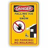 Fassbender-Druck SCHILDER - DANGER FALLING ICE - lustiges FUN Schild auf Englisch zum Markieren einer Gefahrenzone (Rutschgefahr) - Begehen & Befahren auf eigene Gefahr (90x60cm Schild)