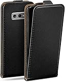 moex Flip Case für Samsung Galaxy S10e Hülle klappbar, 360 Grad Rundum Komplett-Schutz, Klapphülle aus Vegan Leder, Handytasche mit vertikaler Klappe, magnetisch - Schw