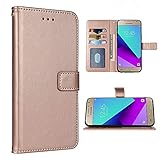 FDCWTSH Kompatibel mit Samsung Galaxy Grand Prime J2 Prime Wallet Case Handschlaufe Lanyard Leder Flip Cover Kartenhalter Ständer Handy Hüllen für Glaxay 2 2J Plus Rose G