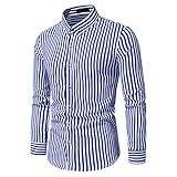 KBUY Herren Hemden Herren-Hemd Slim-Fit Herrenhemden Langarm-Hemden Männer Freizeit-Hemd Business Herren Hemd Langarm Slim Fit Vertikale Streifen Langarmhemd Freizeit Business Party Shirt für M