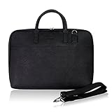 ARVOK 15 15,6 Zoll Notebooktasche Laptoptasche Aktentasche Ledertasche Wasserfest Leder Laptop Schutzhülle mit Griff & Reißverschluss-Tasche/Ultrabook/Netbook Tablet Hülle/Laptophülle, Schw