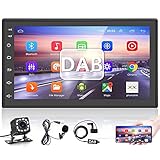 Podofo Autoradio Bluetooth Autoradio mit DAB Navi Android Freisprecheinrichtung Doppel Din mit Bildschirm RüCkfahrkamera Car Radio 7 Zoll 1080P Touchscreen DAB/GPS/FM/Bluetooth/USB/WiF