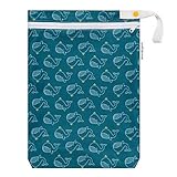 Windelmanufaktur Wetbag, atmungsaktive und wasserabweisende Nasstasche - Made in Germany (klein, Wale)