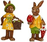 HEITMANN DECO 61697 - 2er Set Nostalgie-Osterhase aus Polyresin - Deko-Figuren zur Osterdekoration für Haus und G