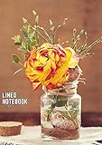 notebook: a5 5.83x8.27 cute lined journal notebook | cool notebook paper with page numbers and date | lined notebook college ruled | beautiful lined ... flower ranunculus red yellow vase g