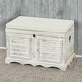 Truhenbank Holztruhe Sitzbank Aufbewahrungstruhe 50x76x45cm, Vintage, weiß, Shabby-Look