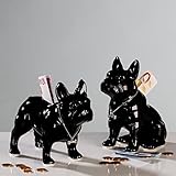 HUNDEFIGUREN SPARDOSEN SET 'BULLI' Hund Bulldogge schwarz Keramik hochglanz von XTRADEFACTORY