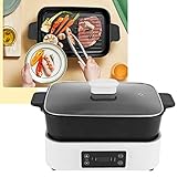 Multifunktionspfanne Elektropfanne 5L, Elektrische Bratpfanne Octopus Ball Maschine mit Glasdeckel und Einstellbare Temperatur, Grillplatte 41,5 x 23,5 x 20 cm(EU 220V)