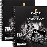 Castle Art Supplies Premium-Skizzenbücher 9in x 12in | Skizzenblock-Doppelpack | 200 Blätter Qualitätspapier 90 gsm | Für erfahrene und neue Künstler | Flexible Spiralbindungen | Ideal für S