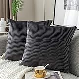 Yamonic Kissenbezüge 2er Pack Set, Samt Soft Solid Dekorative Wellenmuster Kissen Fall für Sofa Schlafzimmer 45x45cm für Couch Bett Sofa Stuhl Schlafzimmer Wohnzimmer, G