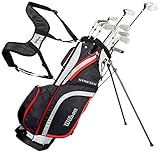 Wilson Anfänger-Komplettsatz, 10 Golfschläger mit Carrybag, Herren, Rechtshand, Stretch XL, schwarz/grau/rot, WGG157551