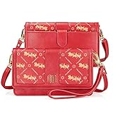 nuoku Kleine Umhängetasche für Damen, mit RFID-Kartenfächern, 2 Riemen, Handgelenksumfang (max. 16,5 cm), M Größe Red4, M