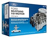 FRANZIS 67500 - Ford Mustang V8-Motor, hochwertiger Modell-Bausatz im Maßstab 1:3, 200 Bauteile zum Stecken und Schrauben, inkl. Soundmodul, Anleitung und Begleitbuch, für Auto-Fans ab 14 J